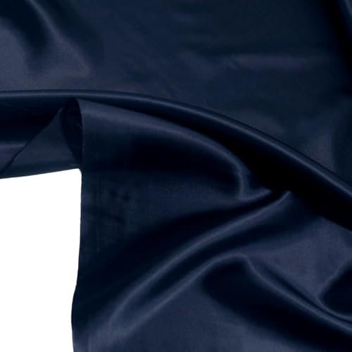 TOLKO Futterstoff Meterware glänzender Futter-Taft mit Viskose | Blickdicht knitterarm | universal Stoff Dekostoff Kleiderstoff Kostümstoff | Stoffe zum Nähen Meterware Dekorieren (Marine Blau)