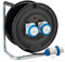 FANTON 14626 Avvolgicavo industriale, cavo 30 metri, spina 3 poli 220V CEE con 2 prese blu 16A, cantiere, campeggio, giardino, camper, caravan, per esterni, resistente all'acqua IP67
