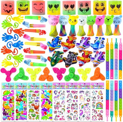 Lubibi Giocattoli gadget compleanno bambina,regalini fine festa compleanno bambini,Pinata Assortiti Regalo Bambini,pignatta compleanno bambino,Adesivi Unicorno,Mini Smiley Spring,Premi di Carnevale