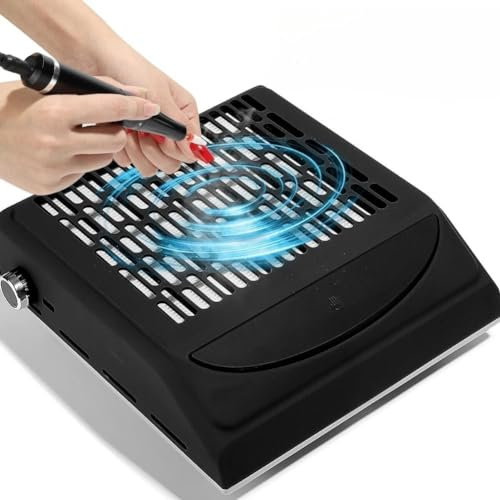 MOKEKA Aspirateur à ongles de 80 W, aspirateur à ongles professionnel avec vitesse réglable, filtre réutilisable et USB pour recharge smartphone (Noir)