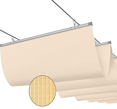 Vela ombreggiante da esterno, copertura ombreggiante per pergola retrattile, tenda di ricambio per tenda a caduta ondulata con filo scorrevole per veranda, ristorante, bar, patio, tenda da sole (Beige