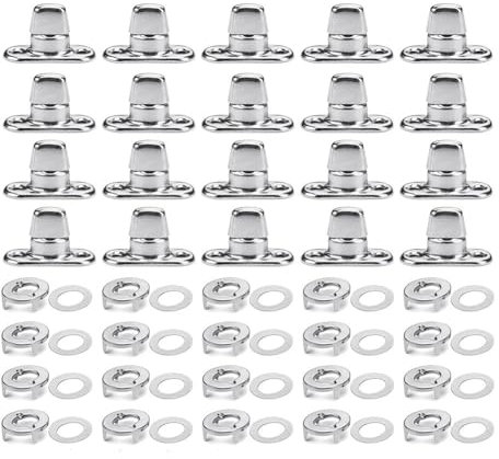 Gokoti 20 Sets Marine Grade Twist Lock Fasteners Turn Button Eyelet and Stud, for Canvas Fastener Turn Buttons Easy Install Easy to Use