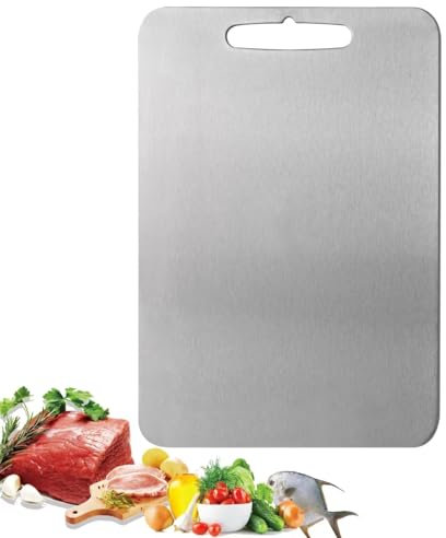 Tabla Cortar Acero Inoxidable Cocina 304 Stainless Steel Cutting Board Inox Food Grade Doble cara Corte Chopping Tablero de Verduras 29x20 cm Calidad Alimentaria Kitchen sin BPA Higiene y Durabilidad