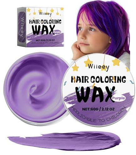 Cera de color de pelo temporal para niños,Crema de peinado natural instantánea para mujeres y hombres,Gel de coloración instantánea para el pelo para Cosplay,Fiesta,Mascarada,Halloween (Purple, 60)