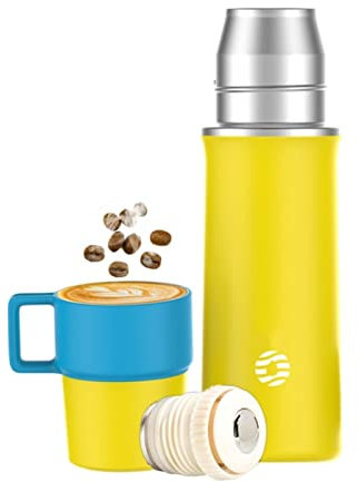Vacuum flask Cup 600ml Travel Vacuum Flask, Water Bottle for Coffee, Built-in Lid Cup, Stainless Steel, Thermal Tea Mug, Sport Bo Vacuum flask Flask Cup(Sky blue)