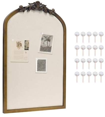 AIXI HOME Pinnwand mit Holzbogen, Antik-Gold, 48,3 x 78,9 cm, kunstvolle Vintage-Korktafel für einzigartige Präsentation, Organisation und Dekor-Optionen