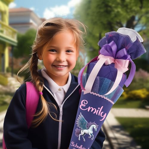 Generisch Schultüte 70 cm Passend zum Schulranzen Step Cloud Cloud Dreamy Pegasus für Mädchen zum Schulanfang