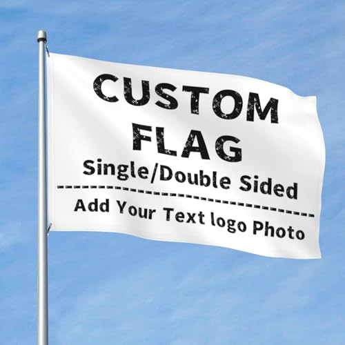PRFELMG Individuelle Flagge 3x5 Ft, Personalisierte Flaggen & Banner Outdoor, Fügen Sie Ihr eigenes Foto/Text/Logo hinzu, für Garten und Außendekorationen, Camping Flagge, doppelseitig
