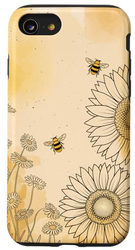Honey Bee Lover Retro Wildflower Sunflower Case for iPhone SE (2020) / 7 / 8