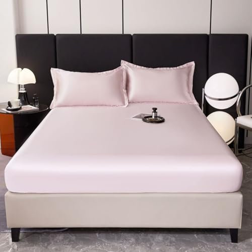 Aotiwe Drap de Lit Vintage, Couvre Lit Satin Rose Clair Couleur Unie 200x220cm Toucher Doux