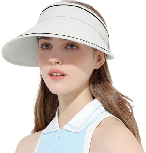 KUMSODE UPF 50+ Damen Visor Sonnenhut Breite Krempe Hut Einstellbar Faltbarer Strandhut Sommer UV Schutz Außen Hut