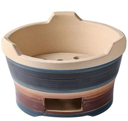 Holzkohleherd aus roter Tonerde Argilla Grill Tragbarer Keramikgrill, Holzkohlegrill for den Außenbereich, mit Grillpfanne aus Metall(25x15cm/10x6in)