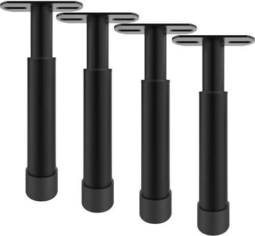 KOVNISE 4Pcs Table Legs Metal Adjustable Furniture Legs 180-300MM Black Bench Legs for Sofa Dresser Bed Desk Sofa Heavy Duty Cold-rolled Steel Bed Slats Holders