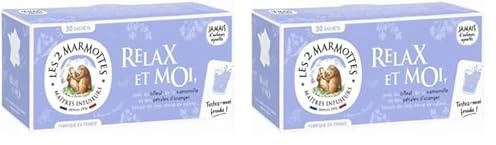 Les 2 Marmottes - Infusion Relax & Moi - 30 sachets - Tilleul Camomille Fleur d'oranger - Bien-Être, Détente et Relaxation - Made In France - Sans arômes ajoutés - 46g (Lot de 2)