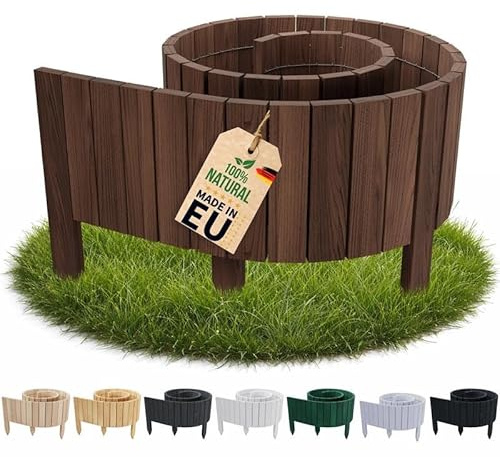 Floranica Rasenkante Flexible Beeteinfassung 20 x 200 cm Dunkelbraun Rollborder Holz Beetumrandung Holzzaun Palisade Rollzaun