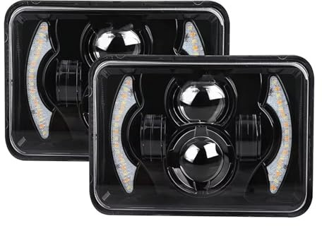 OEXRIG Faros Delanteros Faros Delanteros LED H4 80W, 4x6 Pulgadas, Proyector Luz Trabajo Haz Alto Bajo H4651 H4652 H4666, Conversión Camión Todoterreno FARO PRINCIPAL(2PCS)