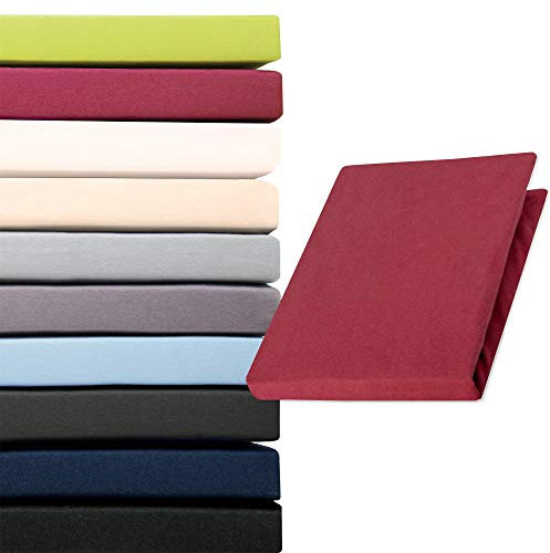 aqua-textil Pur Topper Spannbettlaken 140x200-160x200 cm Bordeaux rot Boxspringbett Topperlaken 160g/qm Mako Baumwolle