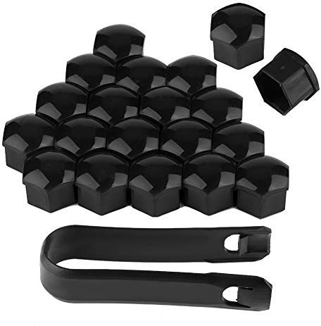 Cache-écrou de roue Couvercle de de vis de pneu, 20pcs 17mm Écrou de roue de voiture de vis automatique de moyeu Cache-bouchon [Noir]