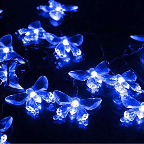 KINGCOO Schmetterling Lichterketten, Wasserdichte 16FT 20LED Butterfly Solar Lampe Dekorative Leuchten für Party Hochzeit Garten Veranda Balkon Weihnachtsfee Beleuchtung Dekorationen (Blau)