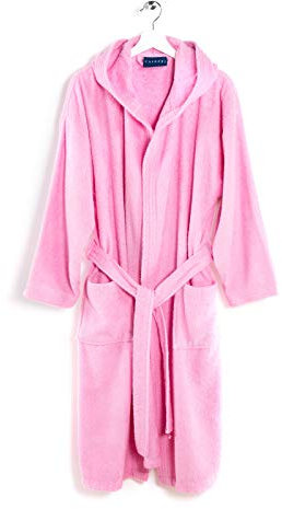 Caleffi - Accappatoio MINORCA per Bambini Unisex con Cappuccio, in Spugna 100% morbido Cotone idrofilo 400gsm, Lavabile in Lavatrice 40° + Asciugatrice, Taglia 4-6 anni Colore CONFETTO