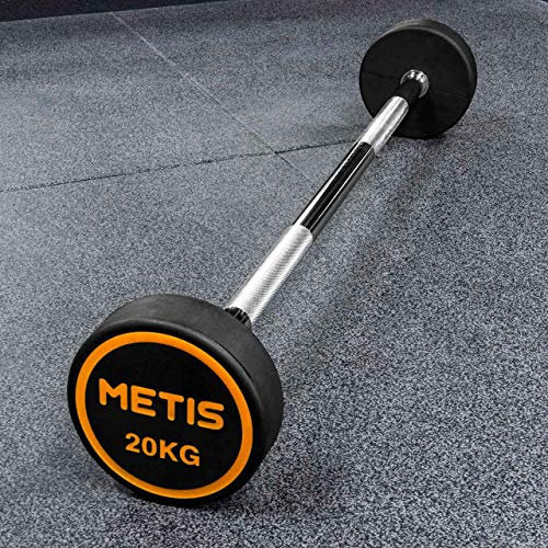 METIS Rubber Barbell Weights [10kg - 45kg] - Professional Grade Barbells for Full Body Workouts | Ideal for Gyms & Home Workouts (20kg)