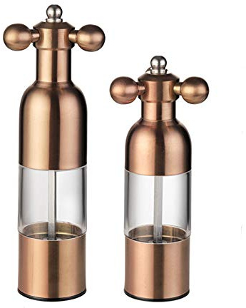 Macina sale e pepe, manuale in acciaio inox, con manico, grana regolabile, per casa, ristorante, barbecue, oro rosa, 2 pezzi
