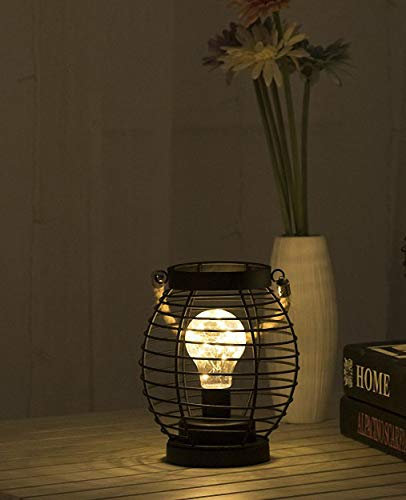 Black Metal Wire Table Lamp Modern Iron Basket Cage Style Night Light Retro Bedside Desk Stand lights Nightstand for Bedroom Living Room
