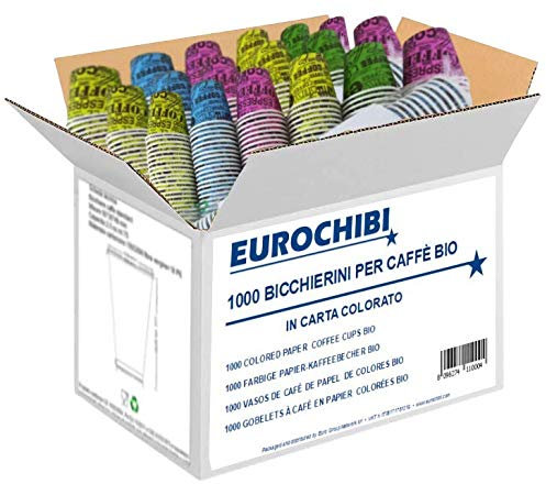 EUROCHIBI® 1000 BICCHIERINI PER CAFFÈ BIO IN CARTA COLORATO, 75ml