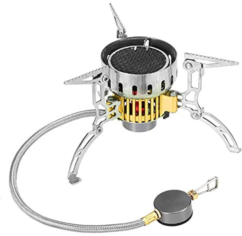 Portable Infrared Camping Gas Stove Mini, 3500W Windproof Backpacking Stove with Piezo Ignition Outdoor Cooker Burner for Picnic Cookout Hiking
