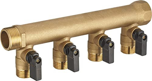 Collettore maschio-femmina 3/4-4 uscite maschio 1/2 con valvole| Connessione robusta e duratura per impianti idraulici | Resistente alla corrosione | Facile da installare | QUICK PLOMBERIE
