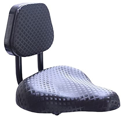 Amagogo Fahrradsattel Fahrradsitz mit Rückenlehne, Fahrrad Dreirad Sattelsitz mit Rückenstütze, Übergroße Sattel Rückenstütze Rad Zubehör, Schwarz