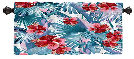 Batmerry Tropische Blätter, grüne Blätter, hawaiianische tropische Foto-Fenstervorhänge, Volant für Küche, Wohnzimmer, Esszimmer, Bauernhaus, 130 x 45,7 cm