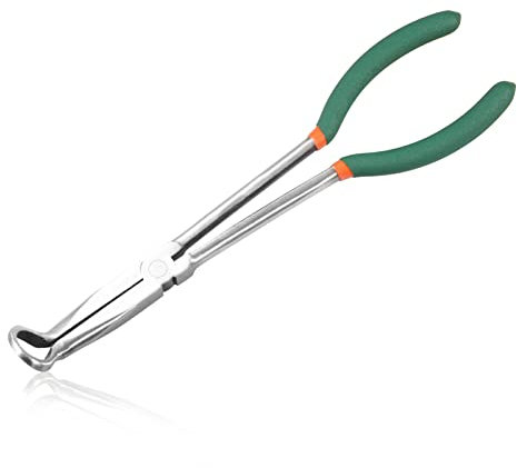 LEONTOOL 11 Inch Long Reach Hose Grip Pliers Automotive Spark Plug Wire Removal Plier with Serrated Jaws Spark Boot Removal Pliers for Car Circle plier for Hard-to-Reach Narrow Spaces