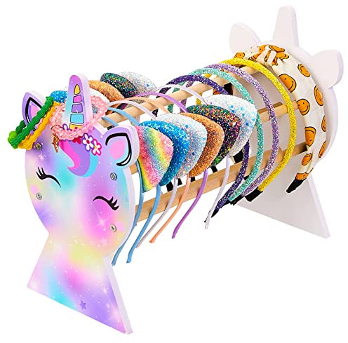 Basumee Girls Headband Holder Organizer Headbands Display Stand Unicorn Hairband Storage Rack Hair Hoop Organiser Home Room Decors for Girls