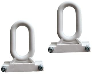 TENDAGGIMANIA Ganci per Tende da Sole Esterno 1 Coppia - Completi di Viti di Fissaggio - Colore Bianco - Accessori Occhielli per Tende da Sole Tempotest Universali in PVC Resistente