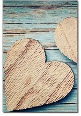 banjado Glas Magnettafel (40 x 60cm) - Magnetwand Glas - Magnetpinnwand als Memoboard - Pinnwand Magnettafel Küche, Büro, Kinderzimmer - Holz Herzen