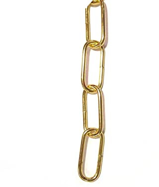 1 m cadena dorada dorada brillante para lámparas de techo de 3,8 mm. Dimensiones del anillo: 45 x 20 mm