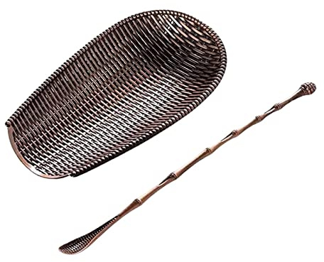 F Fityle Alloy Coffee Tea Mini Spoon Holder,Tea Utensils Spoon Rest,Tea for Ceremonial Tea Countertop Bar Accessories Coffee, Bronze