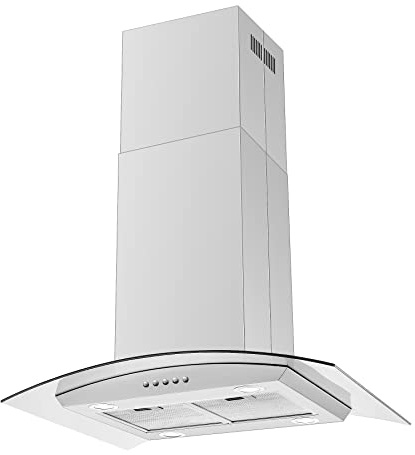 JOEAONZ 30 inch Island Range Hood Stainless Steel 700 CFM Push Button Control Kitchen Exhaust Ventilation Fan with 5-layer Mesh Filters, Large Airflow Capacity Ceiling Mount Vent Hood
