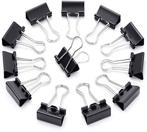 95 Pcs Bulldog Clips, 19mm Small Binder Clips, Black Metal Foldback Clips, Paper Clamps Binder, Paper Clips Clamp for Office, Home, School