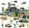 Militär-Basis-Set, Armee-Spielset mit Fahrzeugzubehör und Spielkarte, Mini-Armee-Spielzeug, Geschenke für Jungen und Mädchen, 3, 4, 5, 6, 7, 8 Jahre, 46-teilig