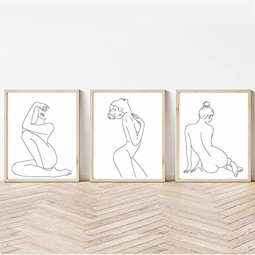 BRoleo Nude One Line Art Poster Abstrakter Frauenkörper Leinwanddruck Weibliche Wandkunst Malerei Minimalistisches Poster Wandbilder Schlafzimmer Dekor/Kein Rahmen-40x60cmx3P