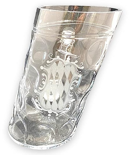 Gravuren Feller Beschwipste Maß mit Bayernraute - Schiefer bayerischer Maßkrug aus Kristallglas