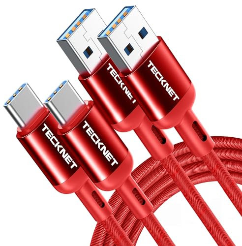 TECKNET USB C Fast Charging Cable, 2 Pack 2M 3.3A Nylon Braided Type C Cable for iPhone Samsung Galaxy S22 S21 S20 Google Pixel Xiaomi Sony Xperia and more