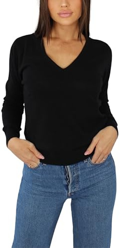 Win's Pull Femme Col en V en Cachemire, Fabriqué en Italie