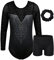 ZNYUNE Gymnastikanzug Hose mädchen Turnanzug Ärmellos/Langarm turnkleidung mädchen Gymnastik Tumbling Tanz Hose B203 SequinBlack 10A