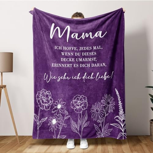 Geschenke für Mama Weihnachten, Flanelldecke Flauschig Mama Geschenk von Tochter Sohn, Geburtstagsgeschenk für Mama, Beste Mama Decke Geschenk für Sofa, Reise, Muttertag, Weihnachten (157 * 132)