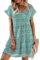 CheChury Vestidos Casuales Mujer Gasa Escote en Pico Estampado de Flores Mangas Cortas Vestido de Mujer con Cuello en V con Estampado Floral para Mujer Casual Vestido de Fiesta de Cóctel