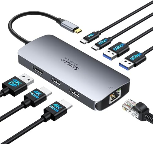 USB C Docking Station Dual Monitor, Selore Docking Station 3 Monitors