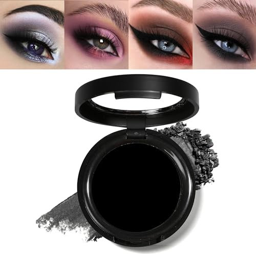 Schwarzer Lidschatten Palette, Nudetöne Matte Schwarz Eyeshadow Palette, Single Black Lidschatten Palette, Wasserfest Pressed Powder Lidschattenpalette, Blendable Shades für Augen Make-up (Black, 5cm)